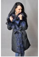 Dámsky textilný kabát s kožušinou Ankara blu